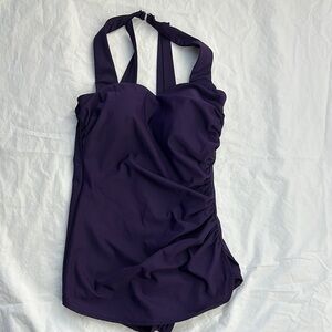 Lands’ End Plum Purple Full Coverage Swimsuit, 10